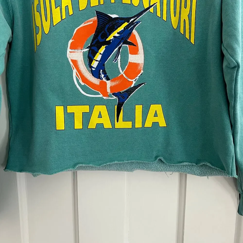 Firstport Italia Sweatshirt Cropped Isola Dei Pescatori Crew Neck Size XS - Picture 4 of 6